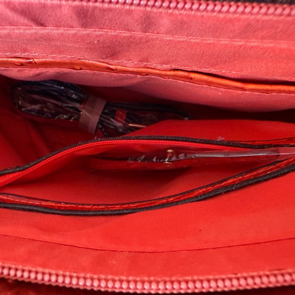 Brand New Le Miel Orange Handbag PETA approved Vegan.  Alligator / Ostrich print - Picture 13 of 16